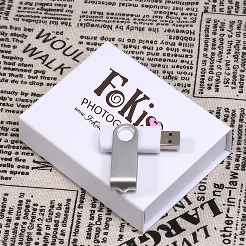 선물 상자 사용자 정의 무료 펜 드라이브 로고 실제 용량 USB 플래시 드라이브 블랙 메모리 스틱 컬러 인쇄 64GB/32GB U 디스크