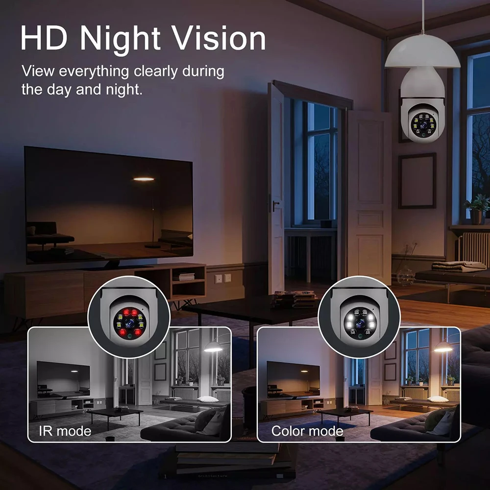 Bulb E27 Surveillance Camera Full Color Night Vision Automatic Human Tracking Zoom Indoor Security Monitor Wifi Mini IP Camera mini camera ip camera wifi camera surveillance camera wifi ip camera bulb camera