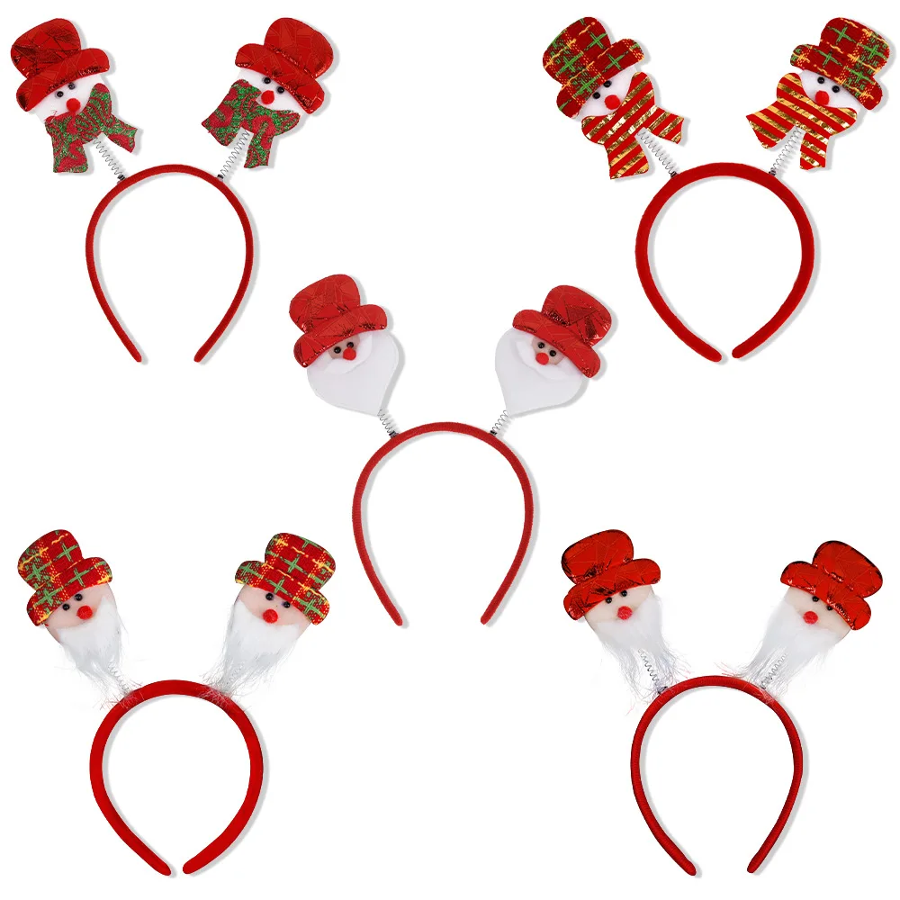 Christmas Headband Snowman Santa Claus Xmas Tree Hair Band Christmas Decorations for Home Girls Women New Year Gifts