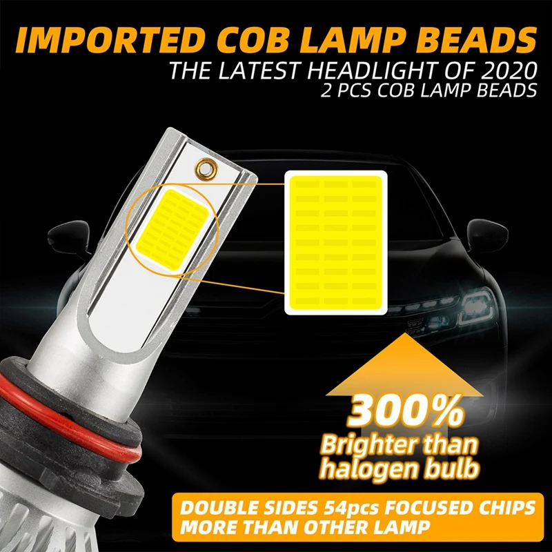 LED 헤드라이트 하이 로우 빔 키트, 2X 9006/HB4, 4000W, 30000LM 전구, 흰색 6500K