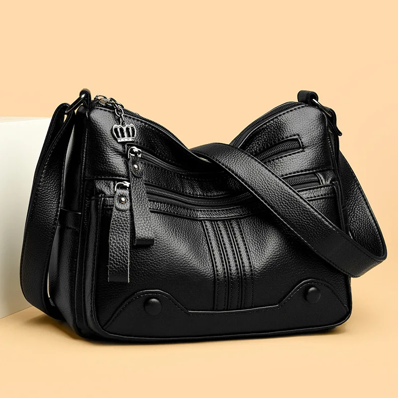 Middle-aged Women's Bag Multi-layer Large-capacity Shoulder Soft Leather Atmospheric Versatile Crossbody Bags for Women women handbags crossbody bags