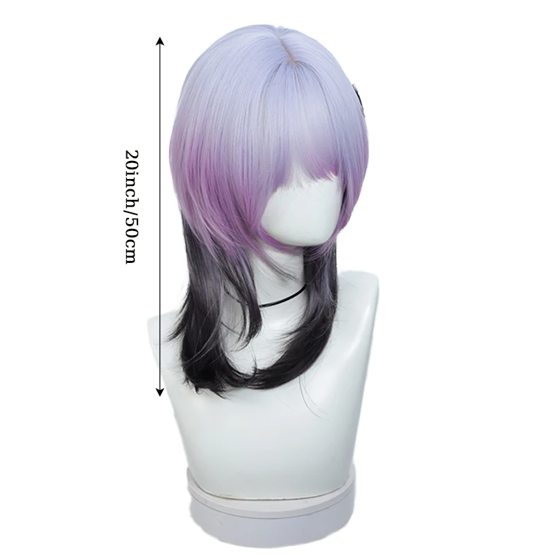 20inch Purple Wig Women Wigs Hair Extensions Purple Gradient Layered Wolf Cut Wig with Hair Bangs for Women Christmas Party Use
