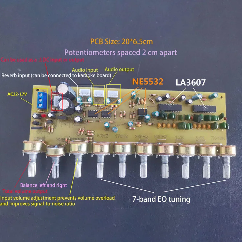 

Lusya HIFI Amplifier Preamplifier Volume Tone EQ Control Board Equalization Board