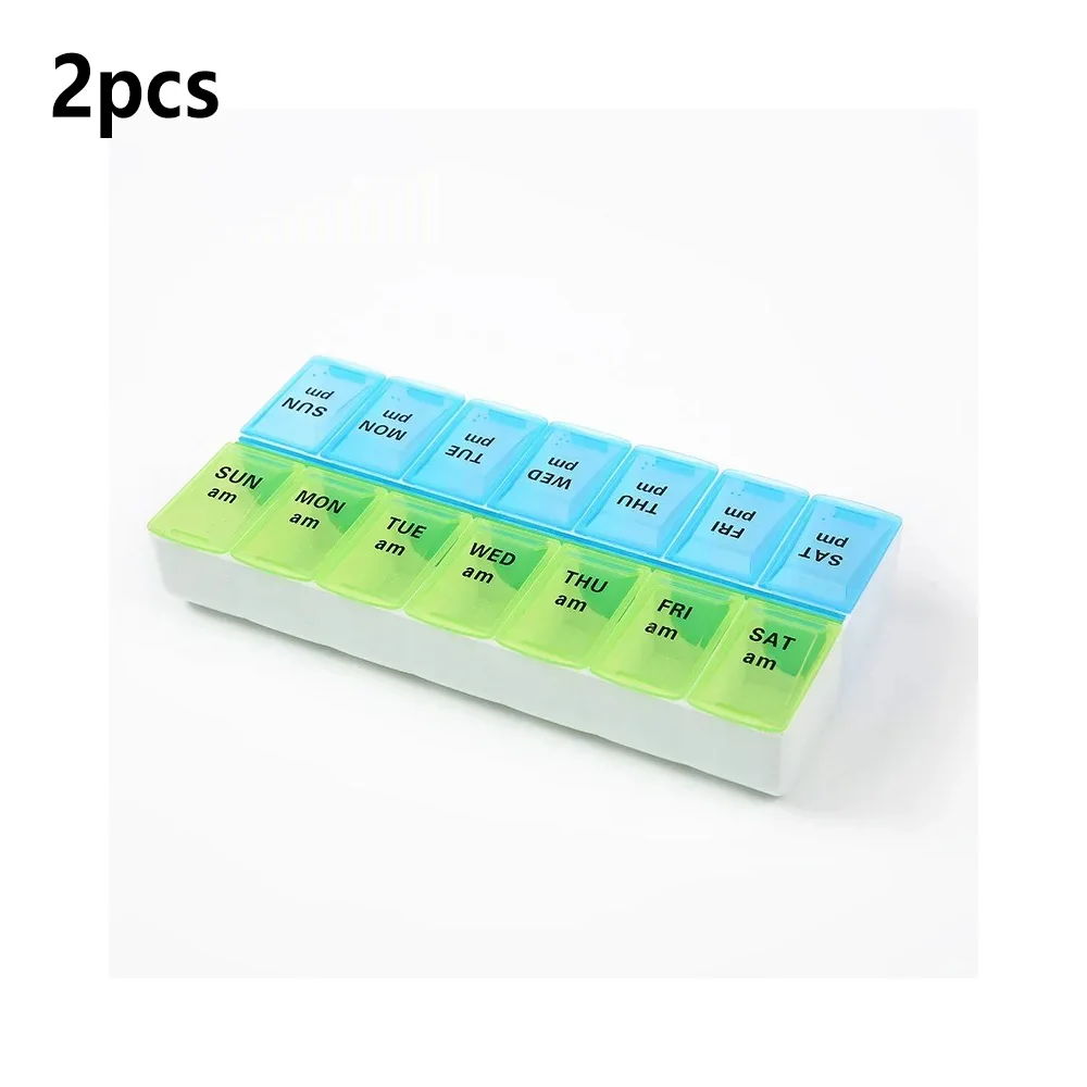 Weekly Pill Organizer with Easy-Open Compartments - BPA-Free 7-Day, 2-Times-A-Day Vitamin and Medication Storage