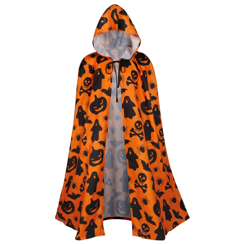 Halloween Cloak Cosplay Costume for Men Women Hooded Death Elf Magician Witch Cloak Cape Robe Fantasia Adulto Party Stage Show