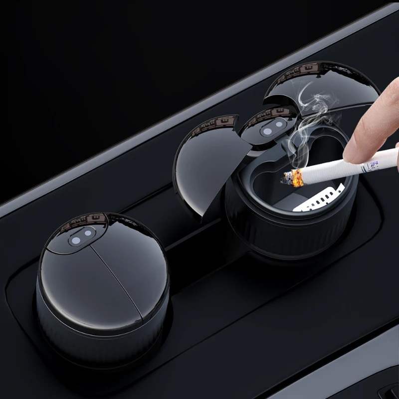 Smart Rechargeable Photosensitive Smokeless Ashtray with Automatic Lid & Rearview Mirror Sensor