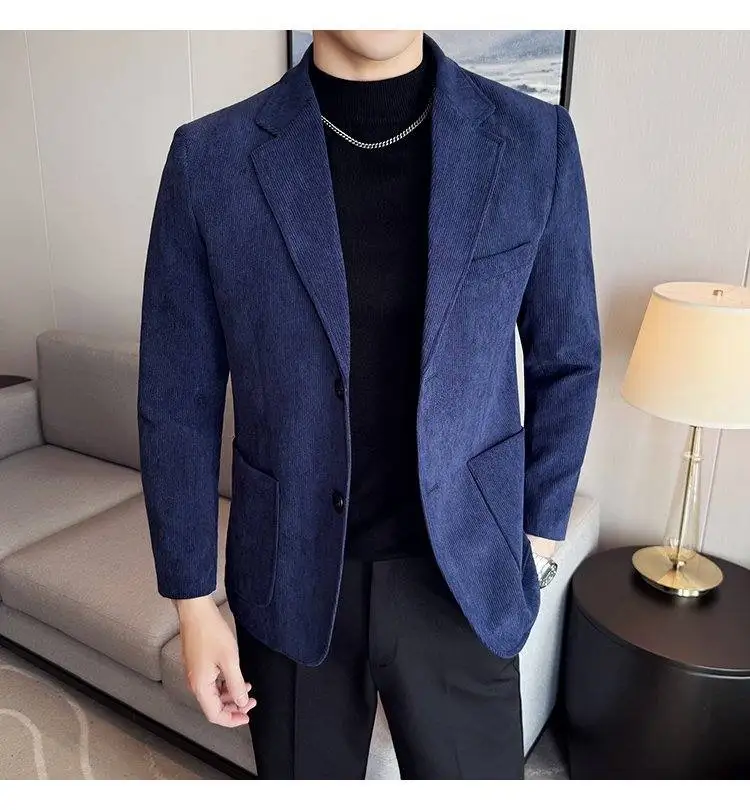 2026 Blazer Modischer Formeller Outdoor-Gentleman Business Einfarbiger Lässiger und Schlankmachender Hochzeits-Gastgeber-Cordblazer – Detail 9
