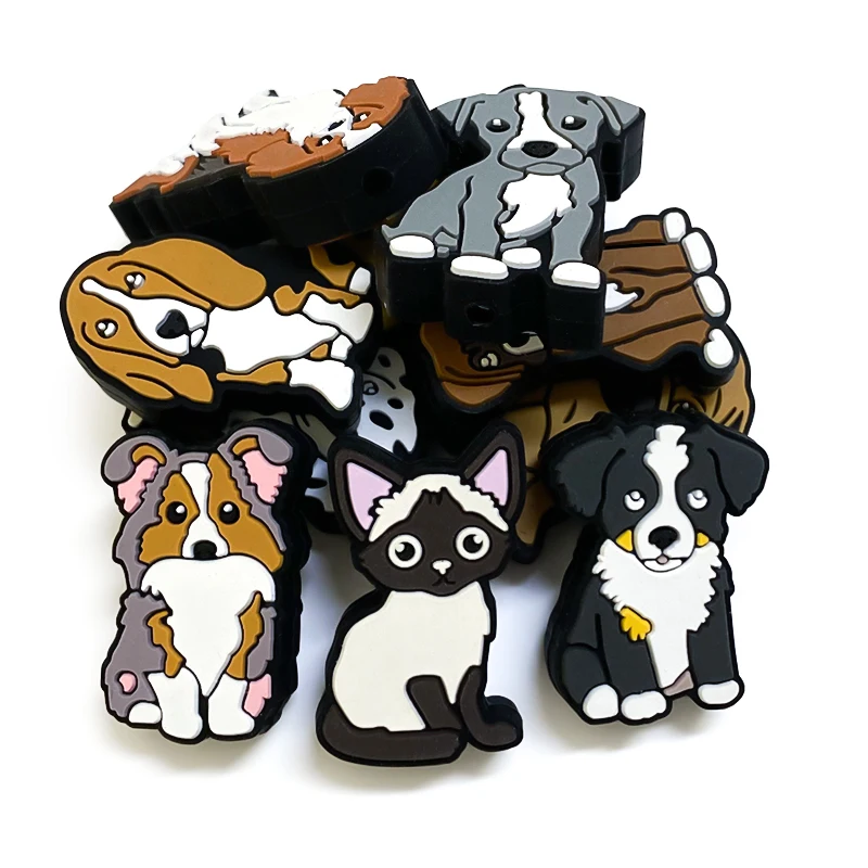 10pcs Baby Silicone Cartoon Animals New Puppy Beads Baby Oral Care Food-Grade Pendant DIY Accessories Baby Toy Gifts 5