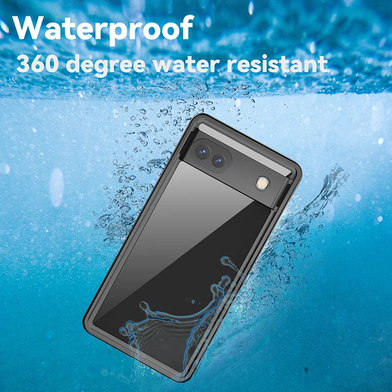 360 Degress Full Waterproof Case for Google Pixel 6A Diving Swimming Dustproof Dropproof TPU Anti Fall Case Specialty Waterproof