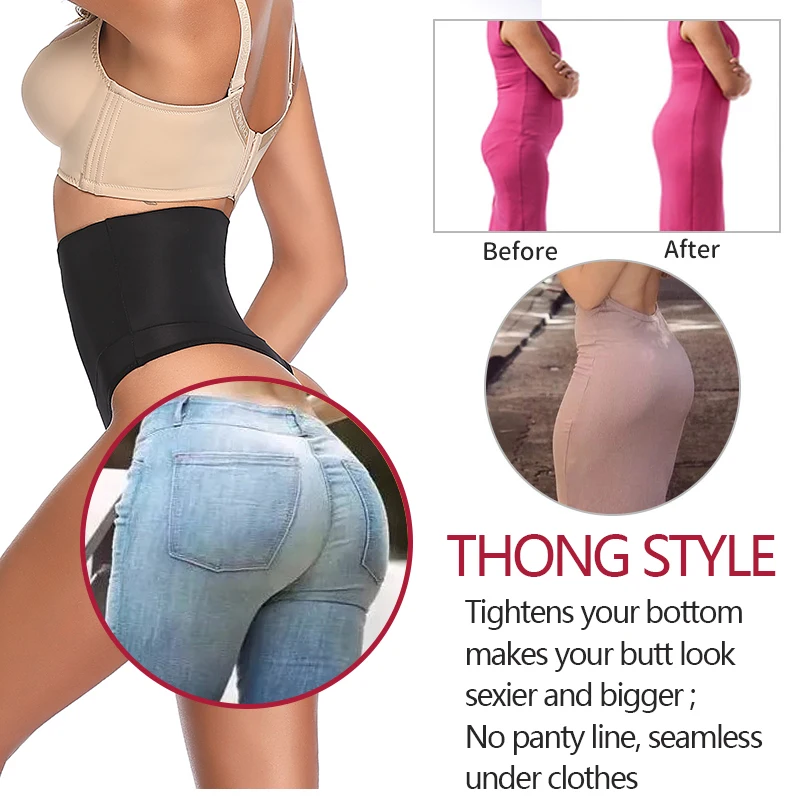 Thongs Panties Women T-back High Waist Tummy Control Panties Smooth Waist Trainer Body Shaper Seamless Underwear Briefs Lingerie