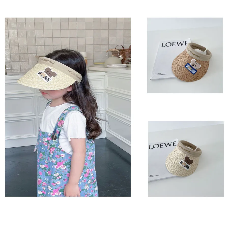 

Children's Cap Raffia Straw Hat Summer Girls Empty Top Hat Big Brim Boys Baby Sun Hat Sun Hat Chapeau Fille Beach Nylon Hat