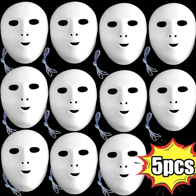 1/5pcs Blank White Mask Halloween Cosplay Women Men Face DIY Paintable Half  Face Mask Animal Costume Party Decorate Craft Prop - AliExpress