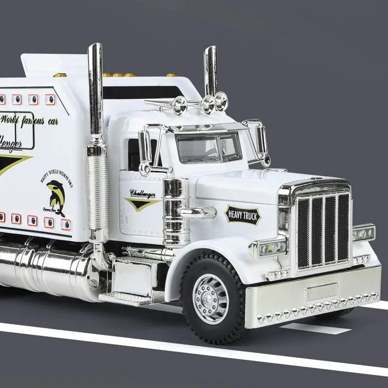 New 1/24 Alloy Trailer Truck Head Car Model Diecast Metal Container Truck Engineering Transport Vehicles Car Model Kids Toy Gift 3