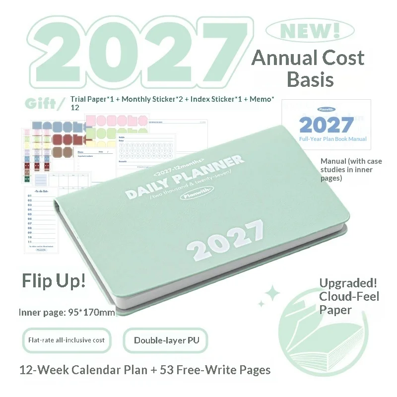 Premium Daily Planner: 12-Month Schedule Agenda Book for Work and Study - Office Stationery Supplies
