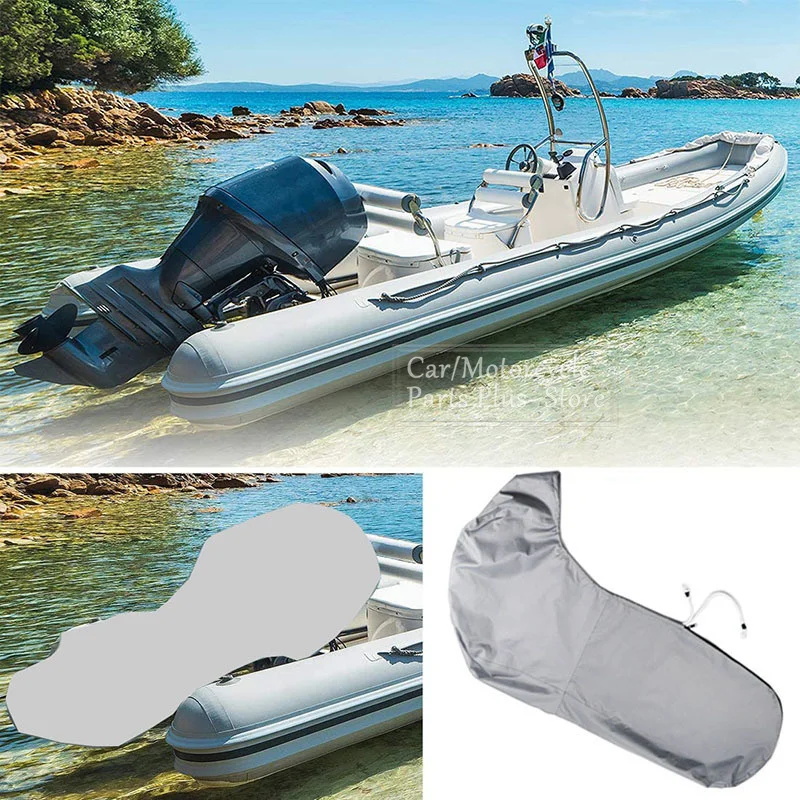 Robuste Außenbordmotorabdeckung, wasserdichte Bootsmotorabdeckung aus 600D-Polyester in voller Größe für Motor bis zu 6–225 PS Außenbordmotor P – Detail 15