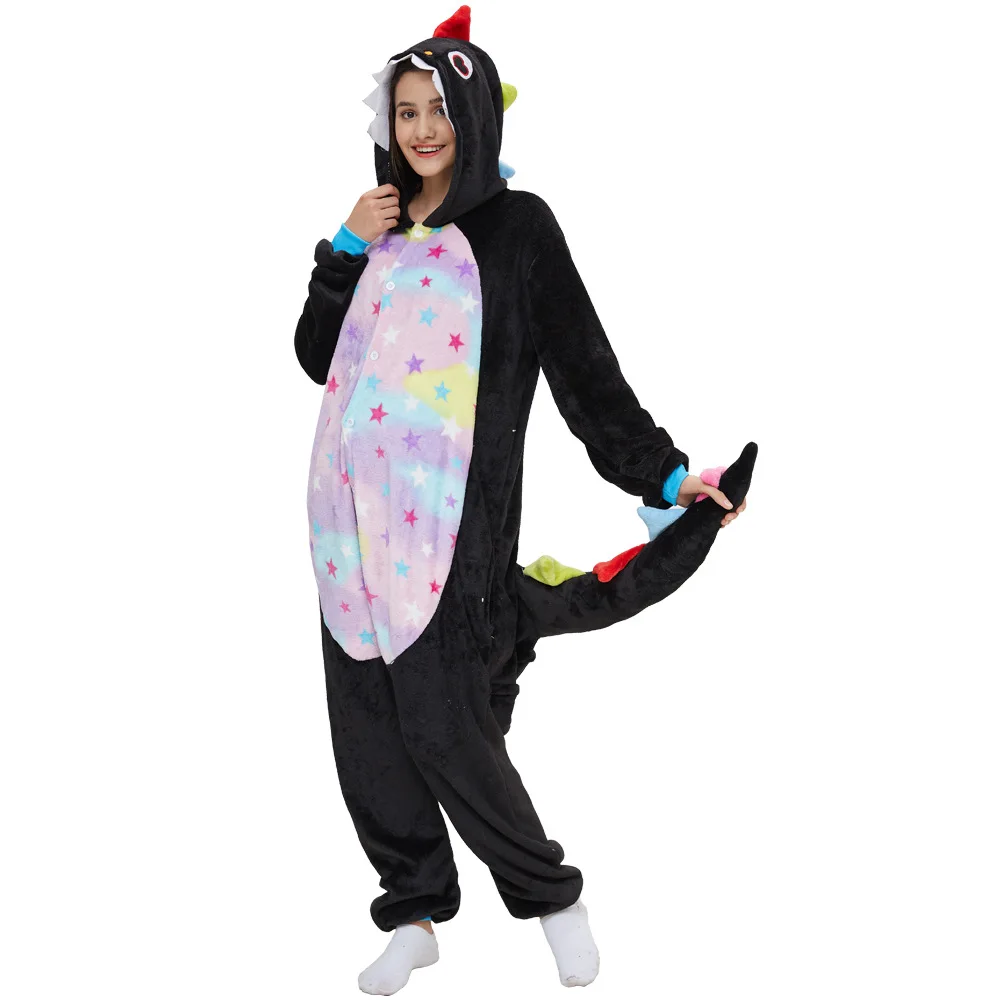 Dragon Onesie Adult Women Animal Dinosaur Onepiece Pajamas Cosplay Suit Halloween Christmas Winter Warm Soft Jumpsuit Sleepwear