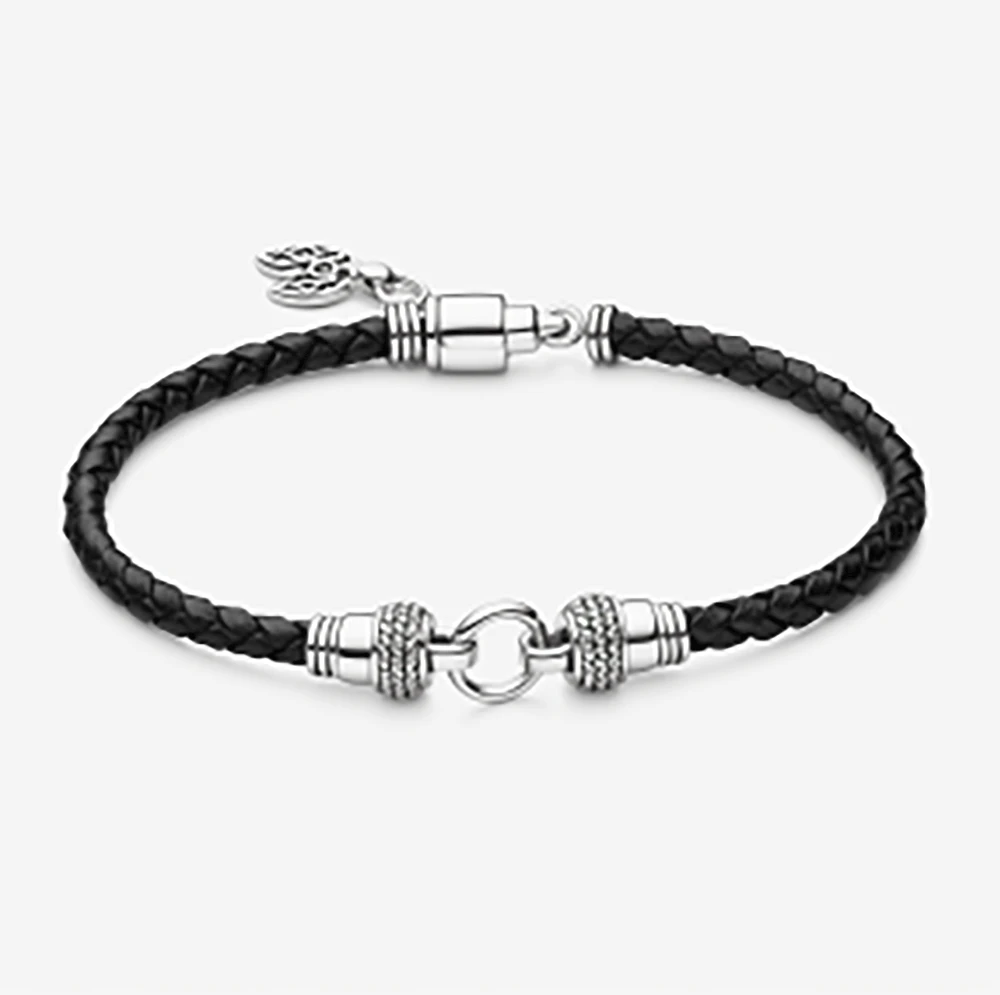 Customized Family Name Leather Bracelet Black Rope - Temu