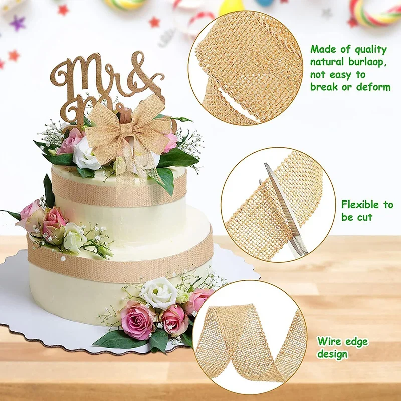 1 rotolo di nastro decorativo Burlap vintage nastro di iuta per fai da te in tessuto di iuta, per decorazioni per matrimoni, Natale, autunno, 5 cm x 10 m, grigio