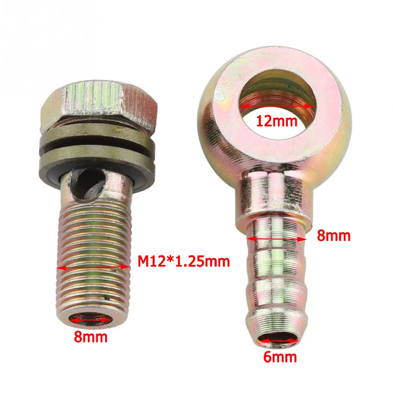 Motorcycle Refit Oil Cooler Fittings Plug 2Pcs/Set M12x1.25mm 8mm Ball Head Adapter Steel Hollow Screw Connector Interface oil cooler kit,motorcycle parts