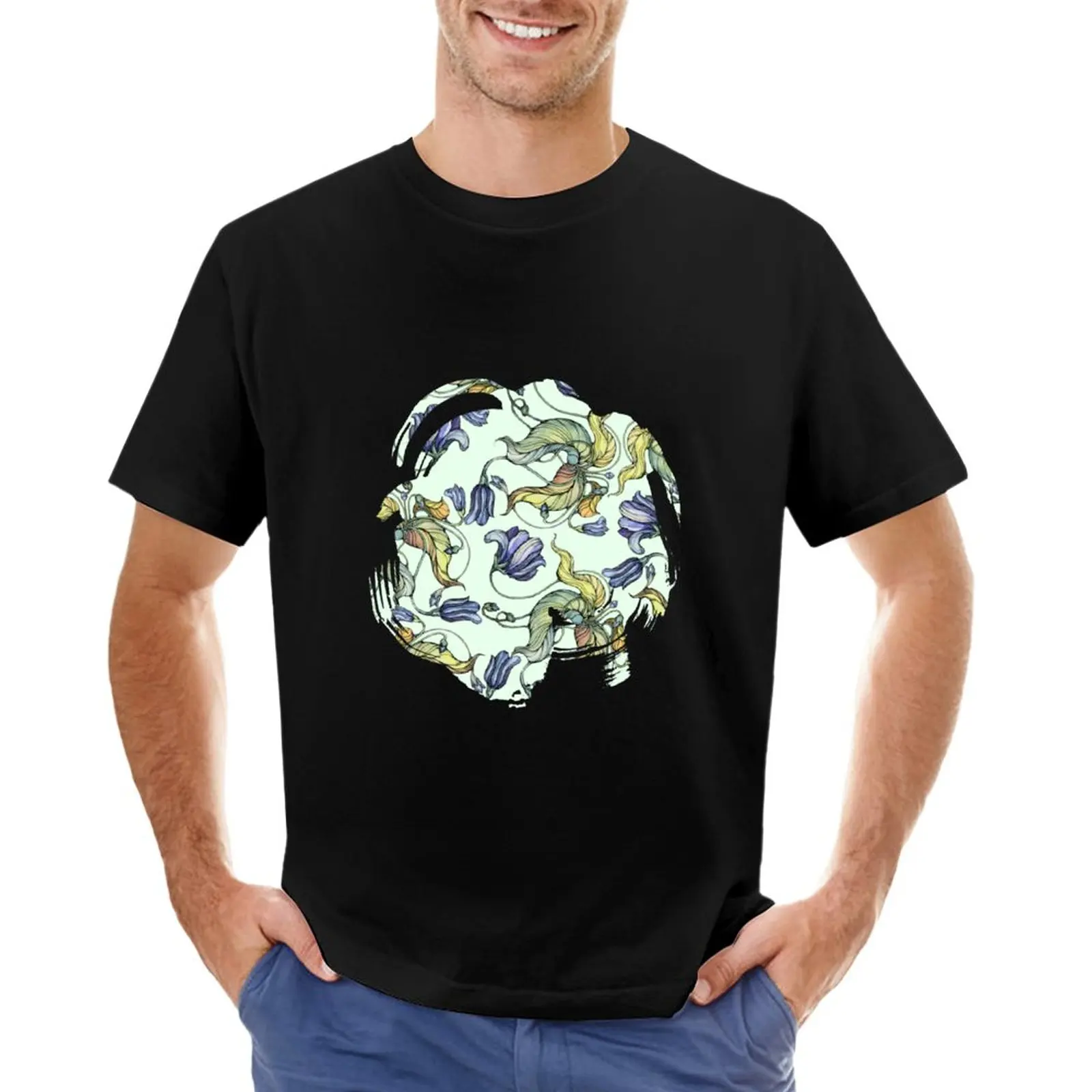 

vintage floral pattern watercolor drawing T-Shirt black t shirt mens funny t shirts