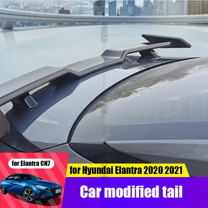 

for Hyundai Elantra Avante CN7 2020 2021 ABS upgrade performance version big tail without perforation exterior rear spoiler