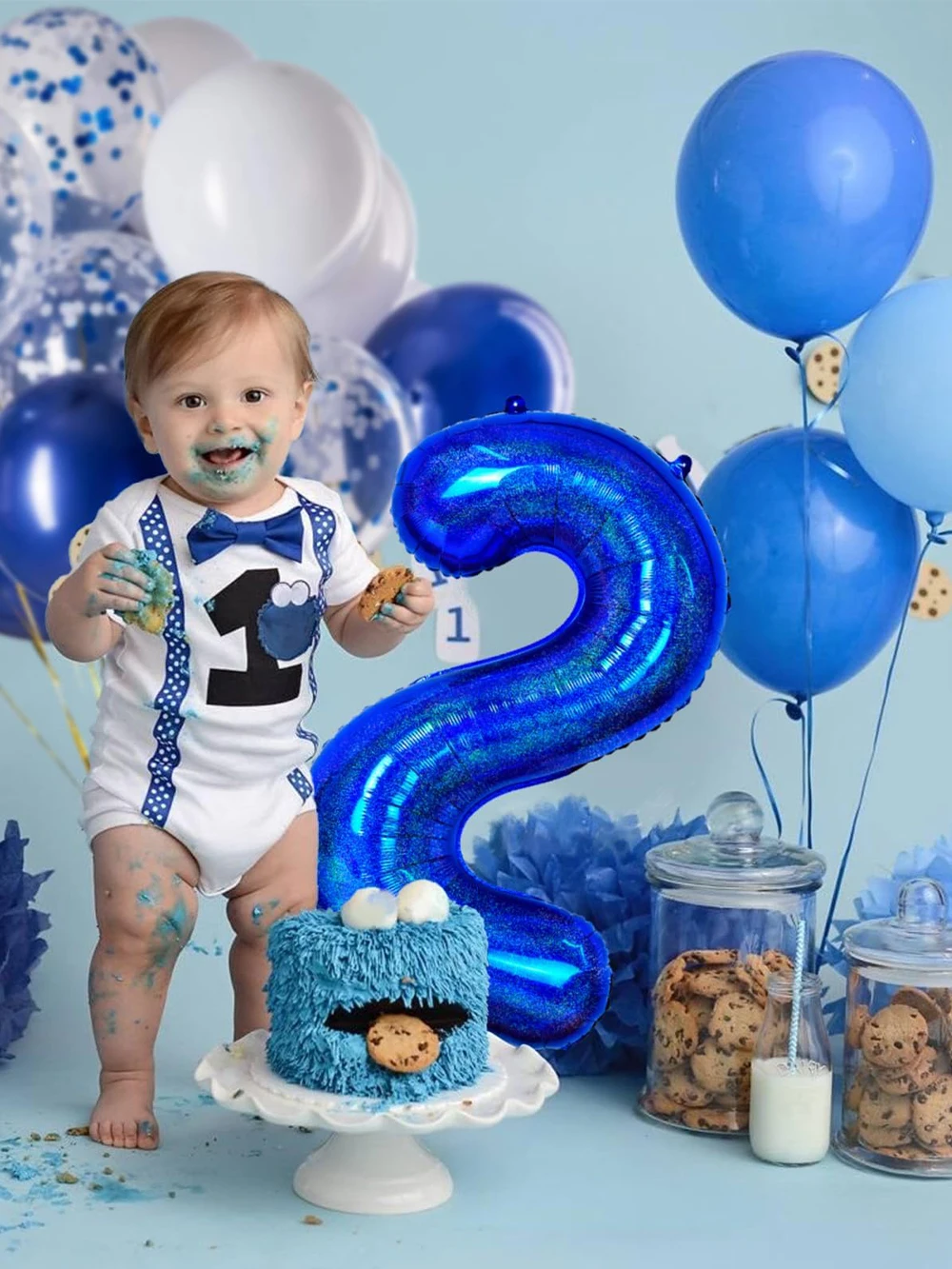 40 Zoll große, marineblaue Zahlenballons, dunkelblaue Zahlen 0 bis 9, große Folienballons, Geburtstagsparty-Dekoration, Hochzeits-Globos-Zubehör – Detail 1