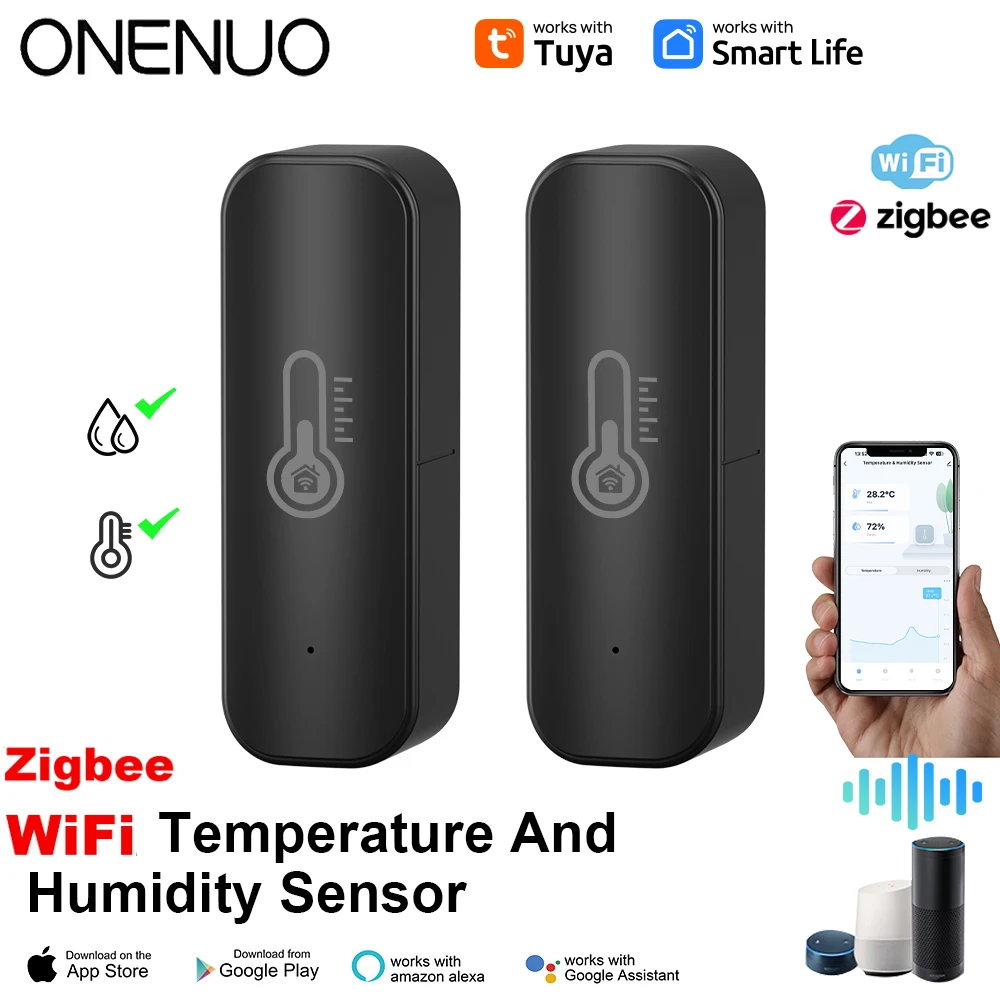 Tuya Zigbee/ WiFi Smart Temperature Humidity Sensor Indoor Hygrometer APP Remote Control Works With Alexa Google Home Smart Home smart temperature humidity sensor