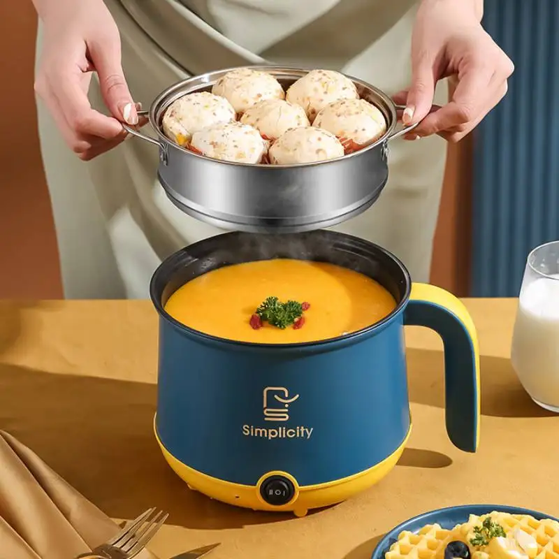 Hot Pot Electric 110V US Nonstick Cooking Pot Multifunctional Fast Cooking Mini Pot for Steak Ramen Dumpling 1-2 People Cooking 3