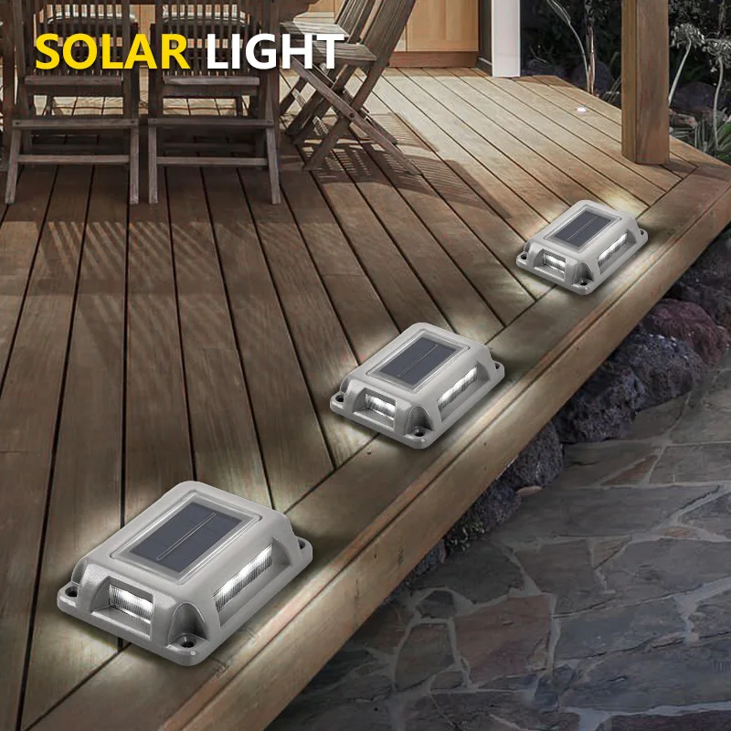 Outdoor IP65 Waterproof Aluminum Alloy Solar Powered Courtyard Road Stud Underground Lamp With ON/OFF Switch LED Trail Light
