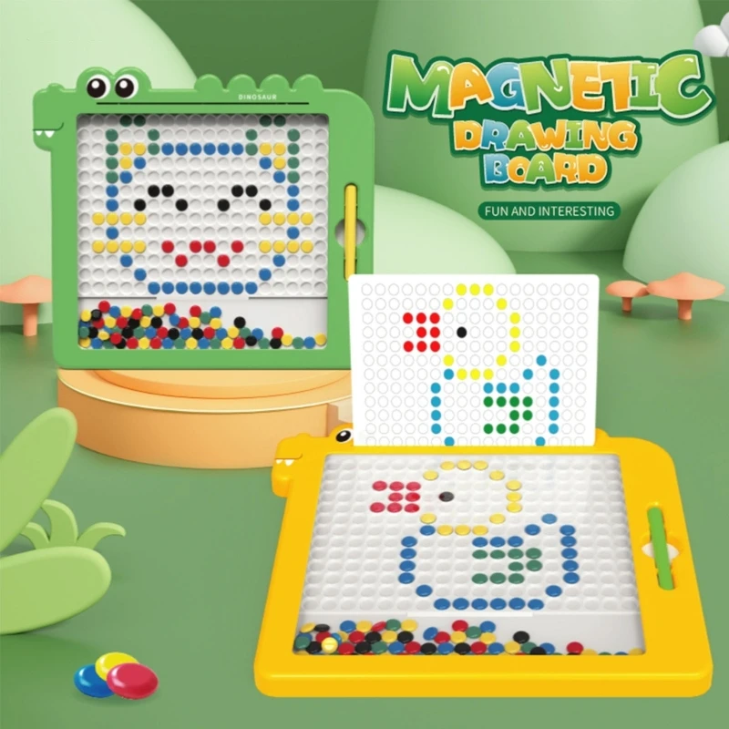 

Magnetic Drawing Board for Kids Large Doodle Board with Magnet Beads and Pen Cute Dinosaur Montessori Toys Gift