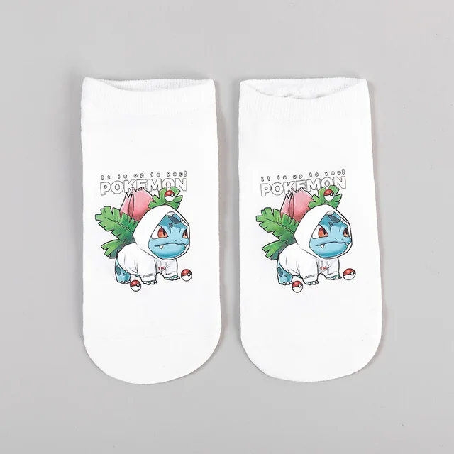 Pokemon cartoon printed women's socks anime figure cute Pikachu Squirtle Bulbasaur socks kids socks girls direct sales 32