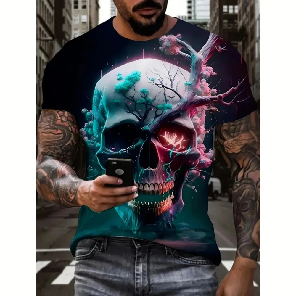 Moda 3D Skull Print T Shirtsummer Girocollo Casual Manica Corta Oversize Set Berserk Abbigliamento Da Uomo Hip Hop Trends Street