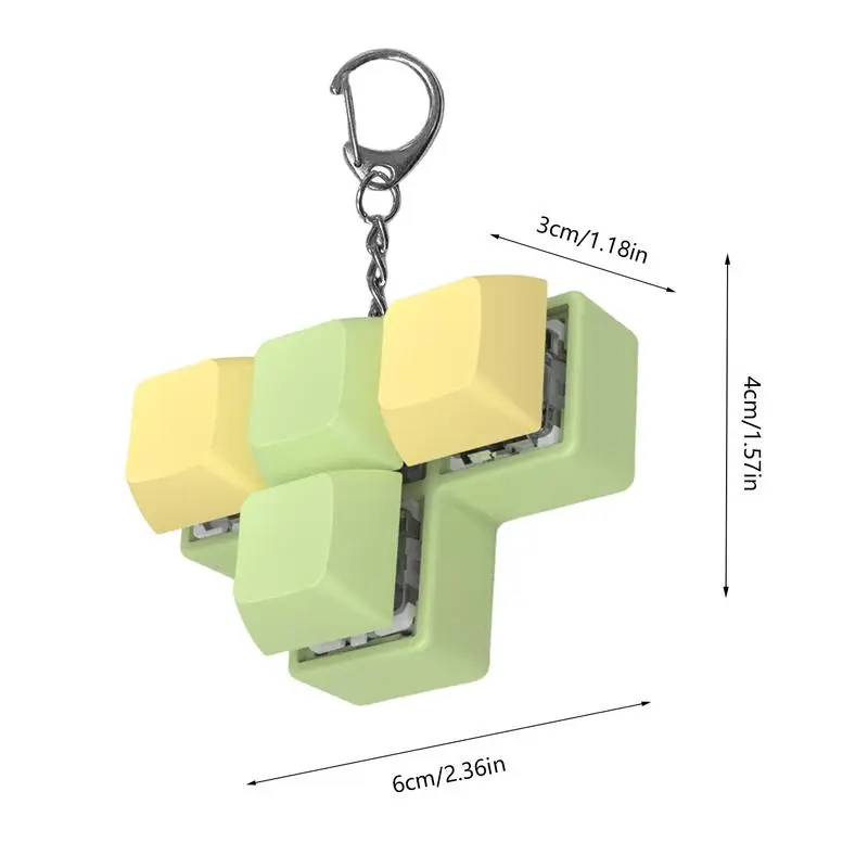 Keyboard Clicker Toy Luminous 4-Button Shaft Tester Finger Toy Finger Funny Sensory Keychain Shaft Tester Relaxing Button