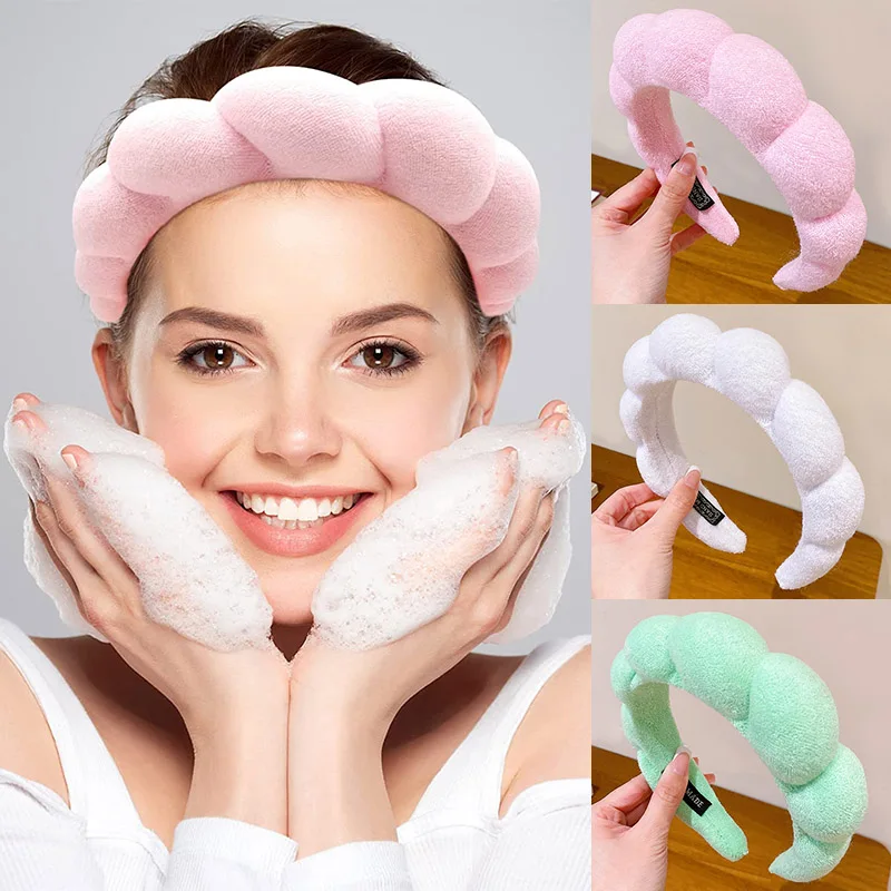 2023NewSpongeHeadbandCoSpaMakeupBubbleTerryClothHeadband