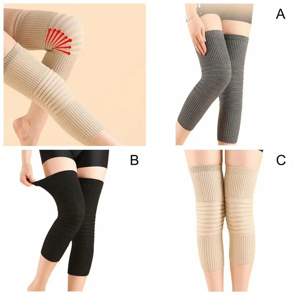 

M-XL Wool Knee Pads Light Camel Thick Keep Warm Knee Protector Plus Velvet Black Thick Cashmere Kneepad Old People