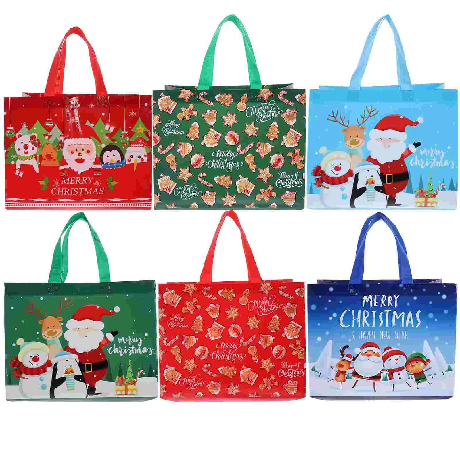 

6 Pcs Christmas Gift Bag 8 Pieces Tote Non-woven Fabric Storage Bags for Gifts Present Pp Shopping