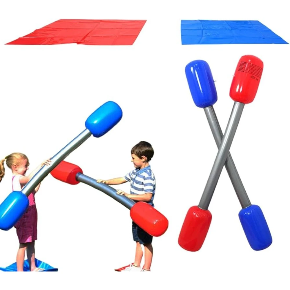 Aufblasbares Gladiatoren-Turnier-Set mit PVC-Stäben und Matten – interaktives Outdoor-Spiel mit Stöcken, Strandspielzeug für Kinder_voghion.com