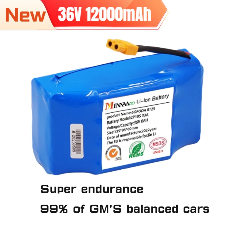 

36V 12A battery hoverboard rechargeable li-ion battery pack li-ion cell for electric self balance scooter hoverboard unicycle