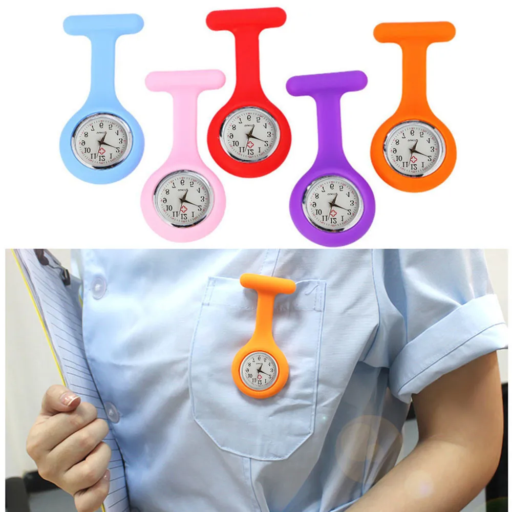 

Fashion Pocket Watches Silicone Nurse Watch Brooch Tunic Fob Watch with Free Battery Doctor Medical Unisex Watches Clock