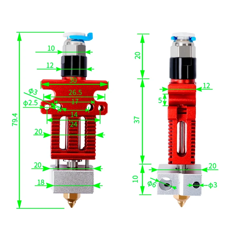 3D Printer Parts CR6 SE J-head Assembled Print Head Hot End Hotend Kit All Metal Extrusion Extruder for Ender 3 CR5 PRO CR6 SE - 3