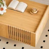 Fluted Coffee Table, Mid Century Modern Center Coffee Table with Cabinet Doors, Modern Farmhouse Coffee Table for Living Room 5