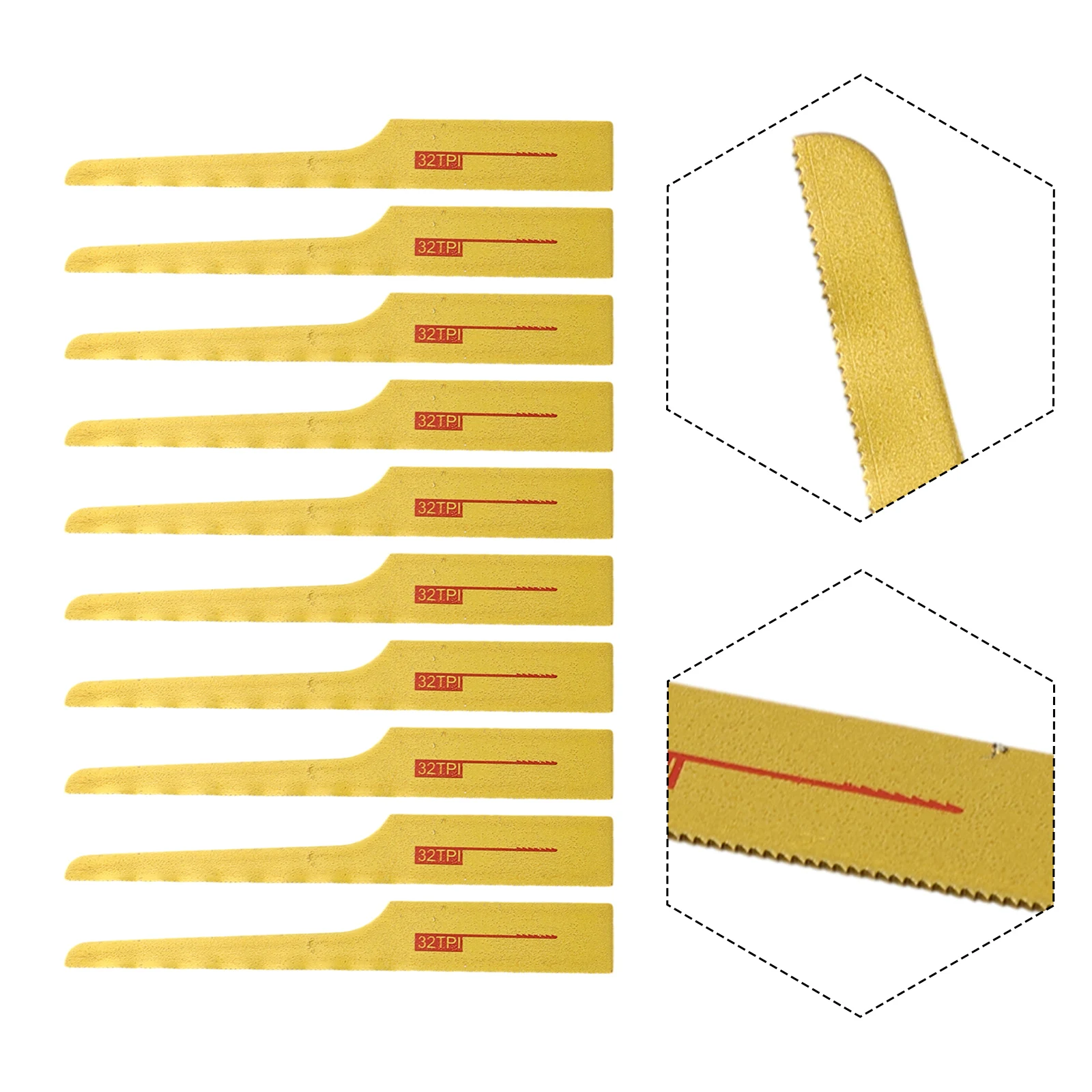 10 Pcs Jigsaw Blades 32TPI 93mm Bim Pneumatic File Saw Blade Mini Air Saw Blade For Fiberglass Wood Sheet Metals Cutting