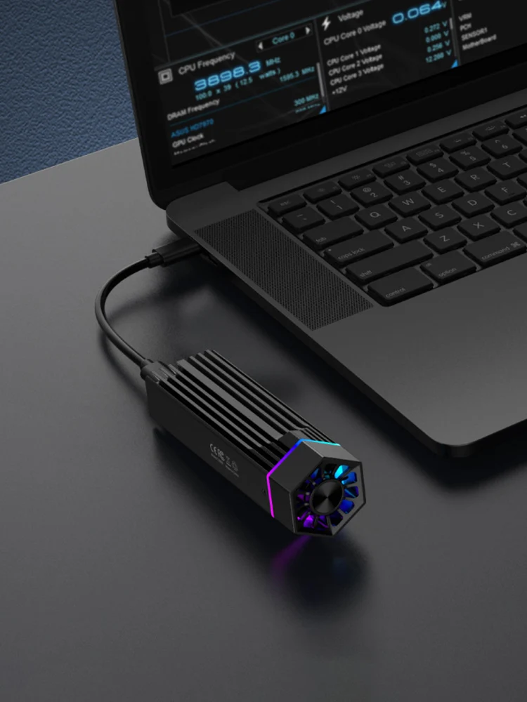 RGB SSD 케이스 히트싱크 알루미늄 합금 JMS583 10Gbps 외부 SSD 인클로저 라디에이터 Windows//Linux용 쓰기 방지 스위치