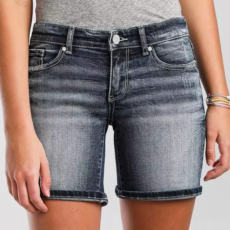 

ZMZBCH Fashion Splice Denim Shorts New Women's Commuter Broken Holes Female Casual Streetwear Jeans Shorts Y2Y Shorts