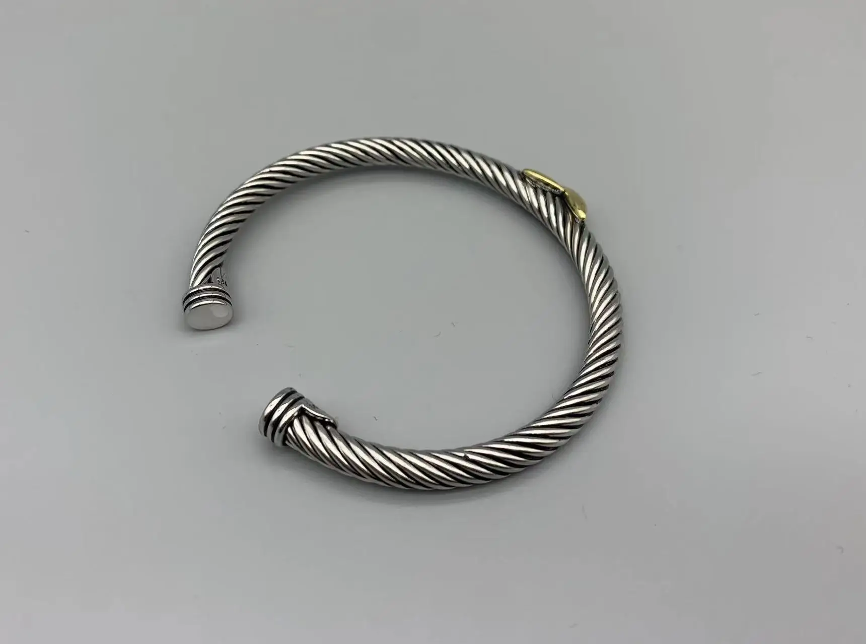 Le Han Jewelry Cable Silver  X Station  With 18k Gold Plated  Bracelet 4 MM