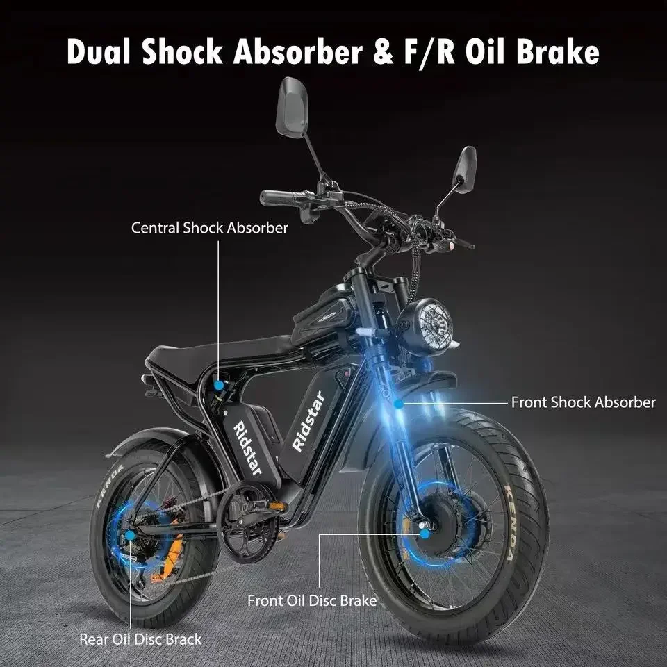 Electric Bicycle 2000W Powerful Dual Motor 52V 40Ah Dual Battery Q20 Ebike Motorcycle Mountain 20x4.0 Fat Tire Electric Bike