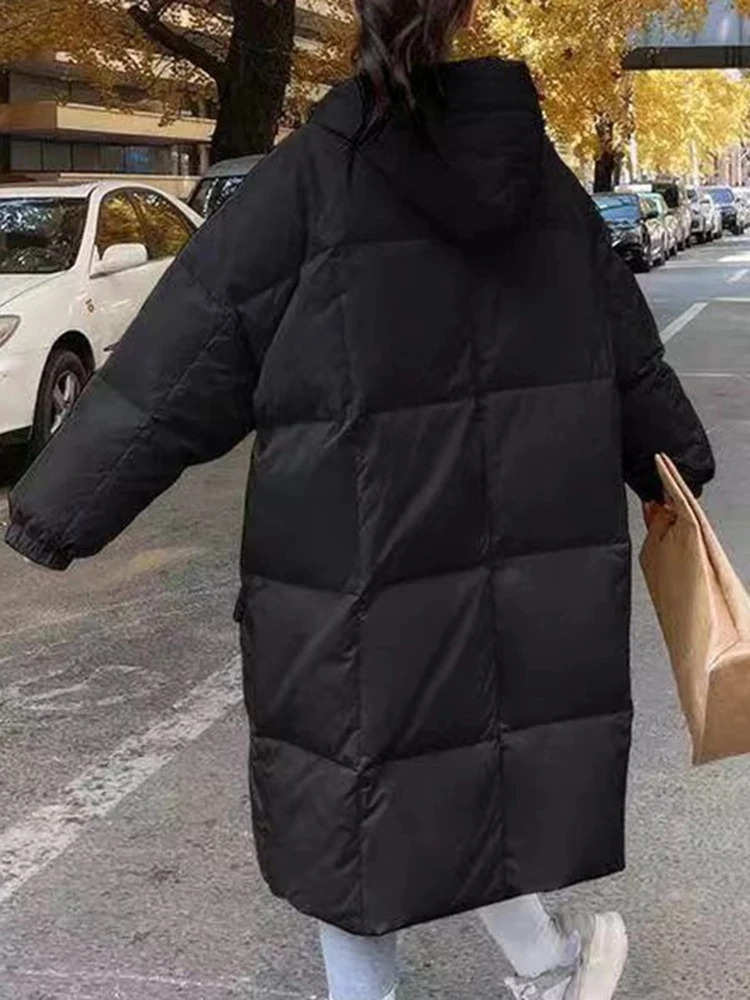 Parkas Winter Coat Women Fall 2024 New Korean Fashion Oversized Jacket with Hooded Loose Coats Elegant Ladies Zipper Outerwear