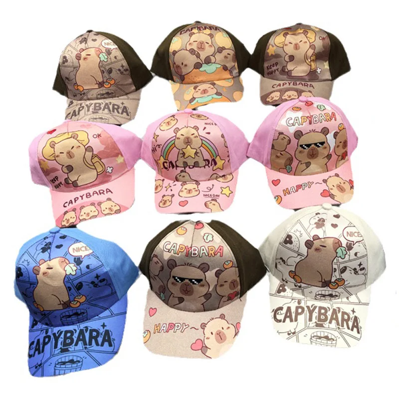Hot Sale Children's Cartoon Capybara Printed Cap Boys Girls Outdoor Sunshade Cute Capibara Hat Lovely Kids Baseball Cap 5