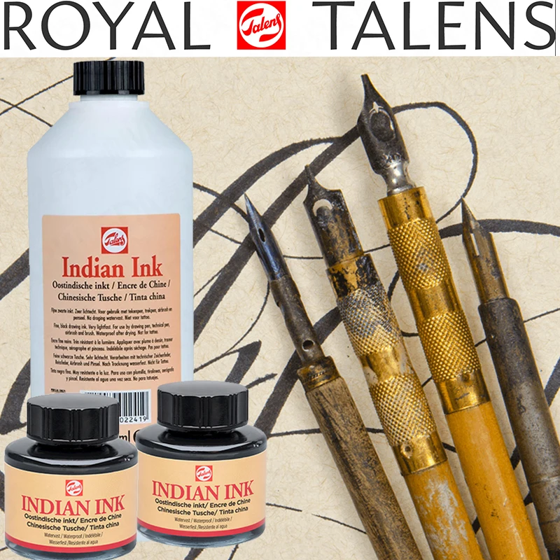 Imported TALENS Indian Ink 30ml glass bottle dropper black light resistant waterproof painting ink calligraphy art supplier 1