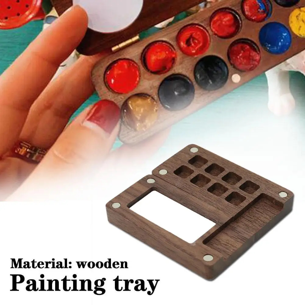 Portable Watercolor Palette Handmade Empty Box Mini Black Walnut Acrylic Paint Box color palette watercolor palette